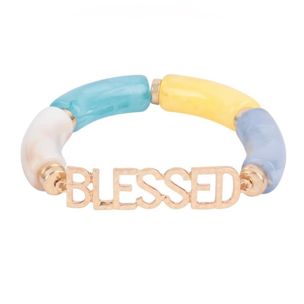 BLESSED Resin Tubular Stretch Bracelet